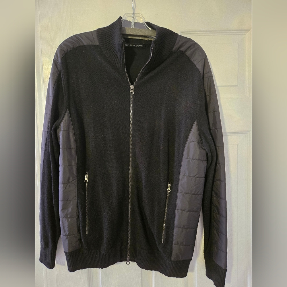 Saks Fifth Avenue Black Zip-Up Sweater